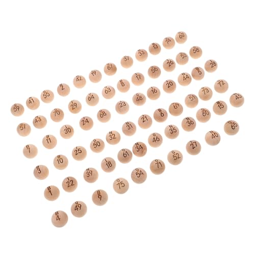 NOLITOY 75 Stück Teiliges Holz Bingo Ball Set Nummeriert Langlebig aus Massivem Holz Leicht und Tragbar für Partyspiele Team Events Familienfeiern und Indoor Outdoor Unterhaltung von NOLITOY