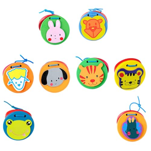 NOLITOY 8 Stück Teiliges Holz Kastagnetten Musikspielzeug Bunte Cartoon Tiere Musikinstrument Lernhilfe für Vorschulkinder Frühe Sensorische Entwicklung und Kreativität von NOLITOY