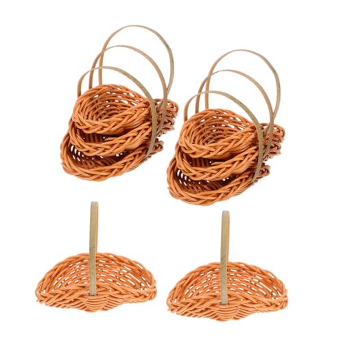 NOLITOY 8 Stück Teiliges Miniatur Handgeflochtene Imitation Rattan Körbe mit Griffen Muschel-Design Kleine Blumenkörbe und Süßigkeitenhalter für Puppenhaus Hochzeitsdeko und von NOLITOY