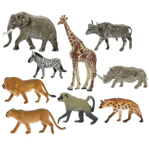 NOLITOY 9 Stück Teiliges Realistische Wildtiere Figuren aus Kunststoff Detailreiche Dschungel Deko für Kinderzimmer Leichte Tierornamente Elefant Zebra Lernspielzeug von NOLITOY