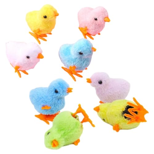 NOLITOY Aufzieh-Küken-Spielzeug 8-Teiliges Springküken-Hühner-Aufziehspielzeug Plüsch-Küken-Spielzeug Neuartiges Hühnchen-Hüpfen-Aufziehspielzeug Für Kinder Ostereiersuche Korbfüller von NOLITOY