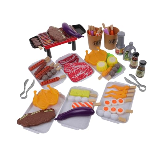NOLITOY BBQ Grill mit Rauchfunktion Kreatives Rollenspiel Küchenzubehör für Jungen und Mädchen Realistisches Grillspielzeug für Puppenhaus und Familienspiel von NOLITOY