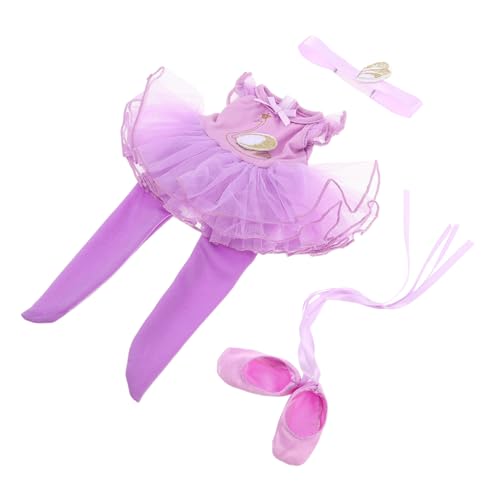 NOLITOY Ballerina Puppenkleid Set mit Tanzschuhen und Haarband Teiliges Ballettkostüm für Mädchen zum Verkleiden Detailreich Gestaltetes Tanzoutfit für Puppen von NOLITOY