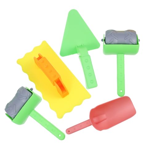 NOLITOY Baustellen Set Teilig Sandspielzeug mit Schaufel Dreiecksschaufel Glättwerkzeug und Rollenwalzen Leichtes Sicheres Strandspielzeug für Jungen und Mädchen von NOLITOY