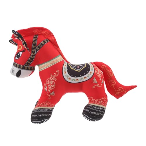 NOLITOY Chinesisches Neujahr Stoffpferd Weiches Kuscheliges Plüschtier Detaillierter Glücksbringer und Sammelfigur Dekoratives Maskottchen für Zuhause Geschenk zum Pferdejahr von NOLITOY