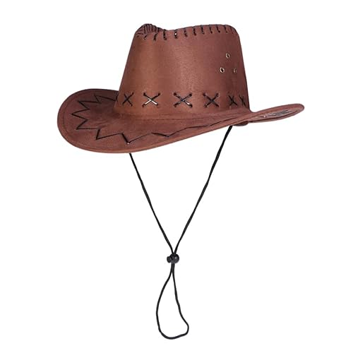 NOLITOY Cowboyhut für Damen und Herren, Kunstwildleder, breite Krempe, Kappe für Halloween, Cosplay, Outdoor-Arbeit von NOLITOY