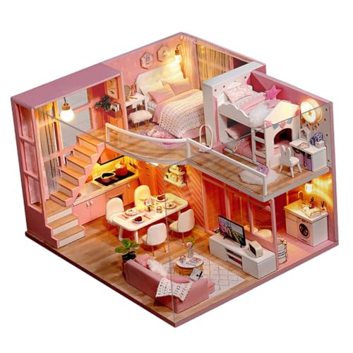 NOLITOY DIY Miniaturhaus Bausatz aus Holz Kreatives Kleines Apartment für Erwachsene Einfach Zusammenbaubar für Familien und Freunde Traumhaus im Engel Stil von NOLITOY