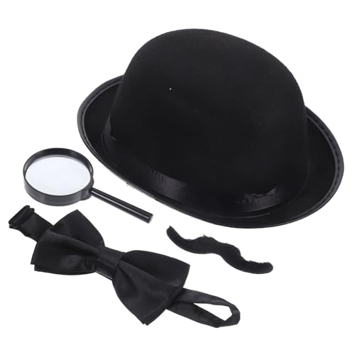 NOLITOY Detektiv Kostüm mit Realistischer Schnurrbart Lupe und Verstellbarer Fliege für Erwachsene Agenten Verkleidung für Cosplay Party und Rollenspiele von NOLITOY