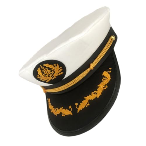 NOLITOY Einstellbare Kapitänsmütze aus Hochwertigem Material mit Verstellbarem Riemen Gebogenem Schirm für Sonnenschutz Unisex Marinehut als Stilvolles Accessoire für Kostümpartys und NOLITOY Einstellbare Kapitänsmütze aus Hochwertigem Material mit Verstellbarem Riemen Gebogenem Schirm für Sonnenschutz Unisex Marinehut als Stilvolles Accessoire für Kostümpartys und von NOLITOY