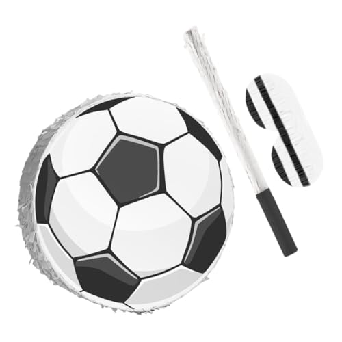 NOLITOY Fußball Pinata mit und Augenmaske Bunte Geburtstagsdeko für Nachfüllbar mit Süßigkeiten Geeignet für Fußballpartys Spiele und Events von NOLITOY