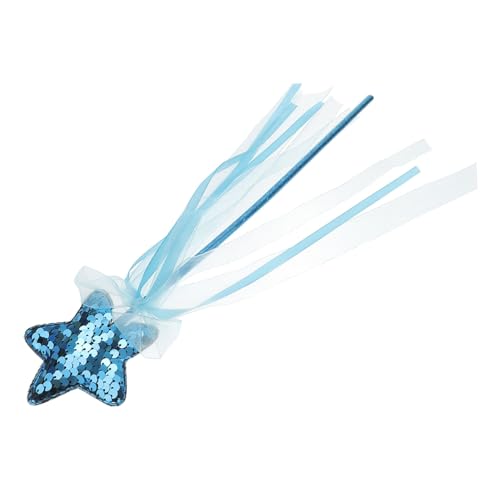 NOLITOY Glitzernde Sternen Zauberstab mit Bändern für Mädchen Sternförmiger Fairy Wand Leuchtender Partystab als Geburtstagsdeko und Kostüm Accessoire Leicht und Handlich Blau von NOLITOY