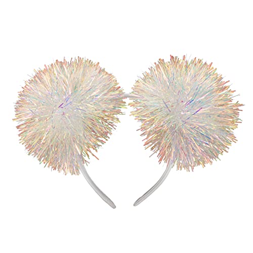 NOLITOY Glitzerndes Pompom Haarband für Festliches Stirnband für Partys Weihnachten und Aufführungen Robustes Dehnbares Design Weiß für Festliche Anlässe und Kreative Kostüme von NOLITOY
