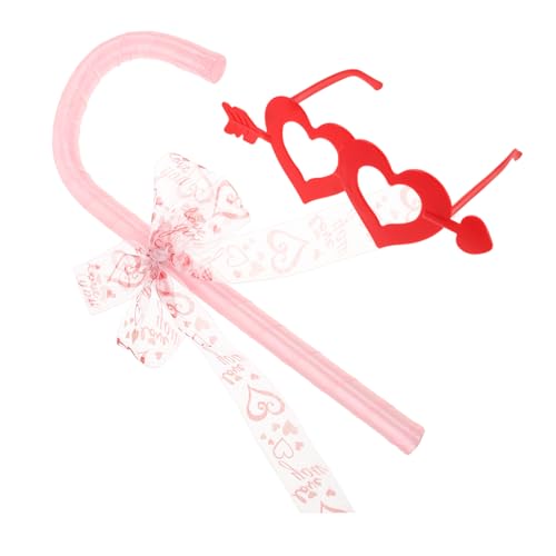 NOLITOY Halloween Bowknot Candy Cane Requisite mit Herzförmiger Brille Leichtes Kostüm Rollenspiel-Accessoire für Valentinstag und Party Einheitsgröße NOLITOY Halloween Bowknot Candy Cane Requisite mit Herzförmiger Brille Leichtes Kostüm Rollenspiel-Accessoire für Valentinstag und Party Einheitsgröße von NOLITOY