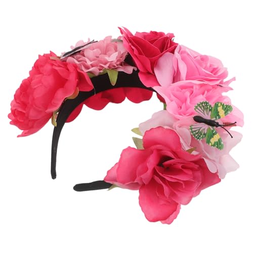 NOLITOY Halloween Haarreif mit Realistischer Schmetterling und Blumenverzierung Mexikanischer Day Of The Dead Kopfschmuck Stilvolles Party Accessoire für Damen Vielseitiges Kostümzubehör von NOLITOY