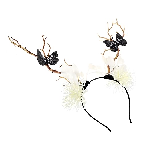 NOLITOY Halloween Haarschmuck Zweigförmiges Stirnband Langlebiges Party Kostüm Haarreif für Damen und Mädchen Auffälliger Schwarzer Schmetterlingskopfschmuck für Karneval und Halloween von NOLITOY