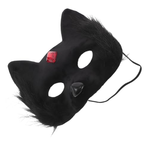NOLITOY Halloween Katzenmaske Halbgesichts Tiermaske Schwarz für Erwachsene Wiederverwendbar Leicht zu Reinigen Auffälliges Design für Halloween Party und Cosplay von NOLITOY