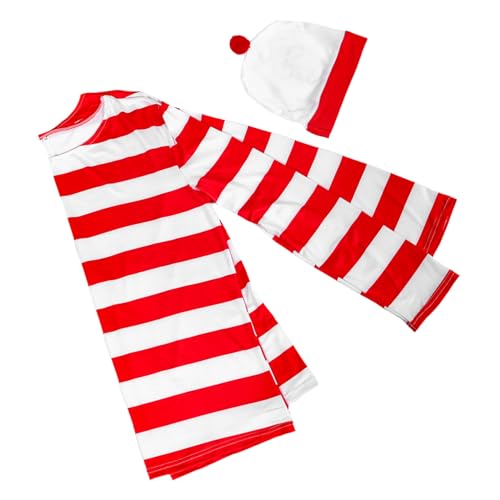 NOLITOY Halloween Kostüm Xl Gestreiftes und Hut Rot-weiß Leichtes Cosplay Outfit für Männer Frauen Party Performance NOLITOY Halloween Kostüm Xl Gestreiftes und Hut Rot-weiß Leichtes Cosplay Outfit für Männer Frauen Party Performance von NOLITOY
