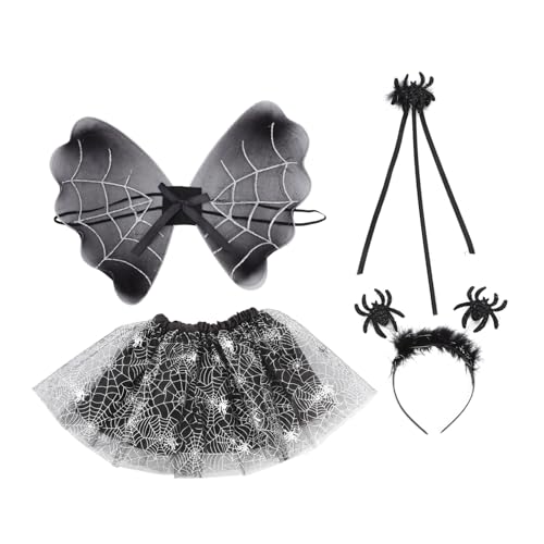 NOLITOY Halloween Kostümset Spinnennetz Tüllrock Teilig Cosplay Haarschmuck Zauberstab Bühnenauftritt Festival Party Zubehör NOLITOY Halloween Kostümset Spinnennetz Tüllrock Teilig Cosplay Haarschmuck Zauberstab Bühnenauftritt Festival Party Zubehör von NOLITOY