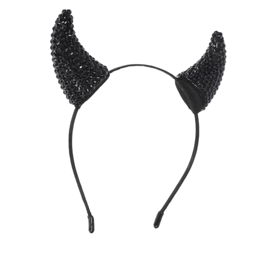 NOLITOY Halloween Teufelshorn Stirnband mit Strasssteinen Schwarzes Cow Horn Haarreif Komfortables Dämonen Cosplay Headwear für Party Karneval und Kostümzubehör NOLITOY Halloween Teufelshorn Stirnband mit Strasssteinen Schwarzes Cow Horn Haarreif Komfortables Dämonen Cosplay Headwear für Party Karneval und Kostümzubehör von NOLITOY