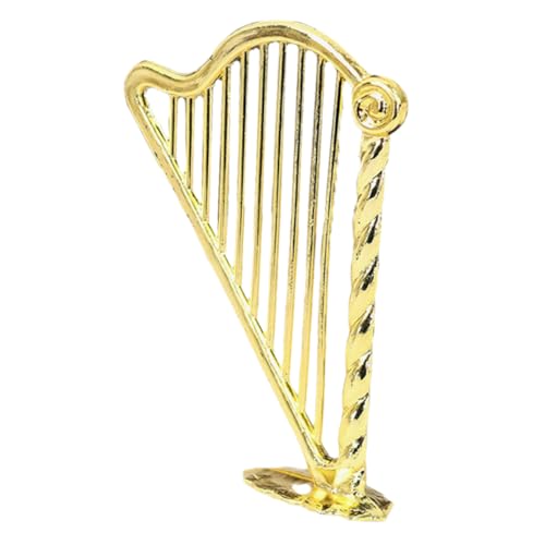 NOLITOY Harfe Miniatur Puppen Rosa Puppenhaus Dekorationen Musik Musik Puppenhaus Saiteninstrument Mini Instrument Schmuck Mini Goldener Kunststoff von NOLITOY