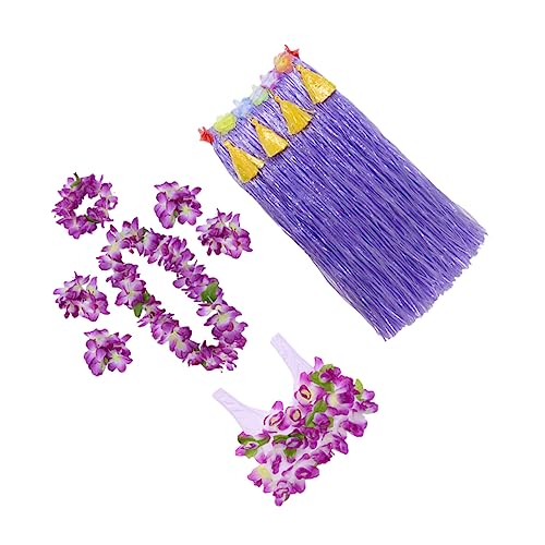 NOLITOY Hawaiian Party Kostüm Teiliges mit Dickem Grasrock Baumwoll Blumenkleid Dicken Kopf und Halsbändern Sowie Armband und Fußband Zubehör für Tropische Sommerfeste und NOLITOY Hawaiian Party Kostüm Teiliges mit Dickem Grasrock Baumwoll Blumenkleid Dicken Kopf und Halsbändern Sowie Armband und Fußband Zubehör für Tropische Sommerfeste und von NOLITOY