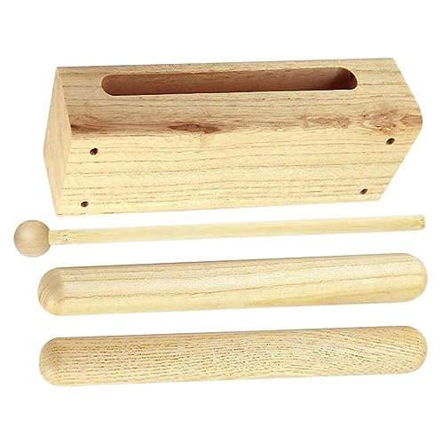 NOLITOY Holz Percussion Rhythmusblock mit Schlägeln und Trommelstöcken Holzklapper Musikinstrument für Musikunterricht Langlebiges Orff Instrument Klarer Holzspielzeug von NOLITOY