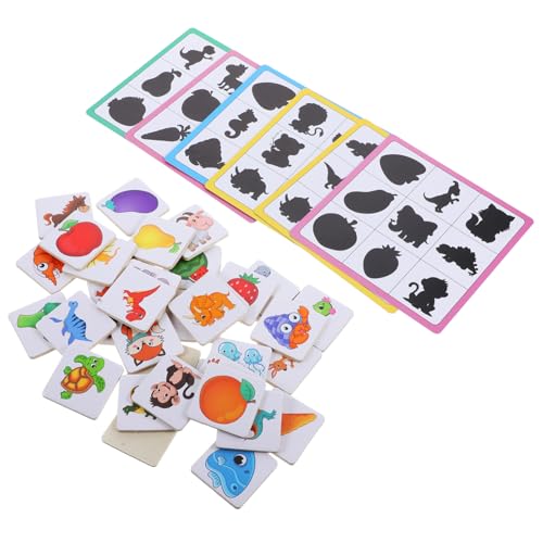 NOLITOY Holz Puzzle Cartoon Schatten Zuordnung Frühe Lernblöcke Robust Farbenfroh Motorische Handliche Form für Vorschulkinder Pädagogisch und Langlebig von NOLITOY