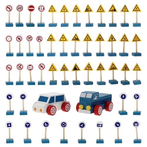 NOLITOY Holz Verkehrszeichen Realistisch Gestaltete Straßen Verkehrsschilder Pädagogisch für Verkehrserziehung und Robustes Holzmaterial für Vorschulbildung und Spielerisches Lernen von NOLITOY