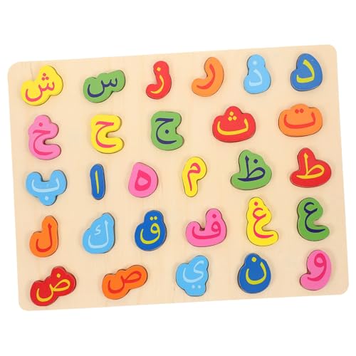 NOLITOY Holzpuzzle Arabisches Alphabet Langlebiges Lernspielzeug für Kleinkinder und Vorschulkinder Pädagogisches Steckspiel zur Sprachförderung Denkvermögen für Zuhause und Kindergarten von NOLITOY