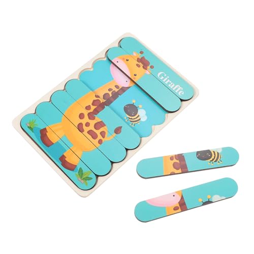 NOLITOY Holzpuzzle Doppelseitig Zebra und Giraffe Pädagogisches Steckspielzeug für Kleinkinder Fördert Kreativität Logisches und Feinmotorik Indoor und Outdoor Spielspaß von NOLITOY