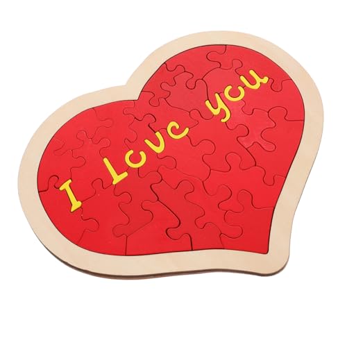 NOLITOY Holzpuzzle Herzform Rotes Holz Puzzle Valentinsgeschenk Sie Hochzeitsdeko Jahrestag Liebe Geschenkidee Desktop deko von NOLITOY