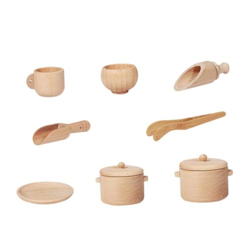 NOLITOY Holzspielzeug Küchen Set Teilig Simulierendes Besteck aus Glattem Ungiftigem Holz Pädagogisch Fördernd für Kleinkinder Ab Jahren von NOLITOY