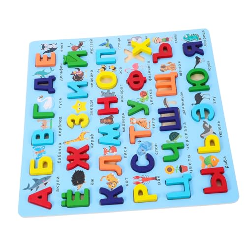 NOLITOY Holzspielzeug Russisches Alphabet Puzzle für Ab Jahren Montessori Lernspielzeug zur Feinmotorik Interaktives Buchstaben lernspiel Geburtstagsgeschenk für Kleinkinder von NOLITOY