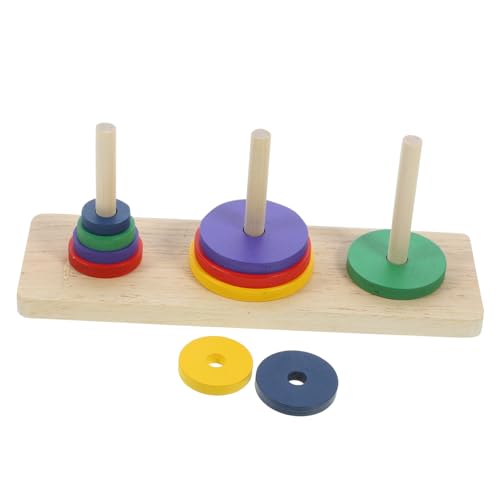 NOLITOY Intellektuelles Holzpuzzle Spiel Turm von Hanoi Bunt Denkspiel für Erwachsene und Ab Jahren Kreatives Geduldspiel Hochwertiges Sicheres Holzspielzeug für Familie und Party von NOLITOY