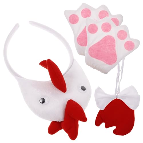 NOLITOY Küken Kostüm mit Stirnband Fliege und Handschuhen Leichtes Tier cosplay Zubehör für Party Halloween und Bühnenauftritte Komfortables Stoffmaterial Niedliches Hühner design von NOLITOY