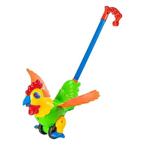 NOLITOY Lernspielzeug für Kleinkinder Abnehmbarer Handgriff Lustiger Gockel Wagen zum Schieben und Ziehen Fördert Laufen Koordination Farbenfrohes Montessori für Jungen Zufällige Farbe von NOLITOY