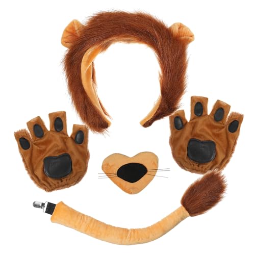 NOLITOY Löwen Kostüm Zubehör mit Stirnband Ohren Pfoten Handschuhe und Nasenprop für Tierkostüm Realistische Flauschige Dschungel Cosplay Accessoires für Halloween Party NOLITOY Löwen Kostüm Zubehör mit Stirnband Ohren Pfoten Handschuhe und Nasenprop für Tierkostüm Realistische Flauschige Dschungel Cosplay Accessoires für Halloween Party von NOLITOY
