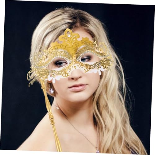 NOLITOY Masquerade Maske mit Stab Glänzende Karnevalsparty Maske für Damen Abnehmbare Handmaske mit Funkelnden Strasssteinen Langlebiges Material für Halloween Ball Hochzeit Cosplay von NOLITOY