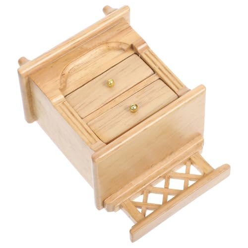 NOLITOY Maßstab Handgefertigt Doppelstöckig Schlafzimmer Nachttisch Originalholz Farbe Puppenstube Dekoration von NOLITOY