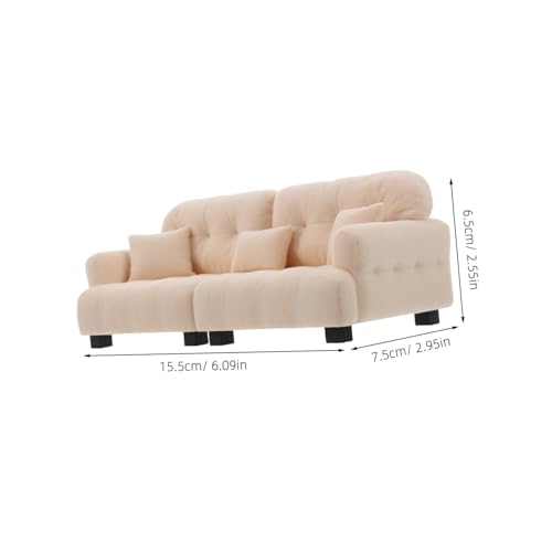 NOLITOY Maßstab Plüsch Sofa mit Kissen Weiches Miniatur Wohnzimmersofa für Puppenhaus Dekoration Zubehör von NOLITOY