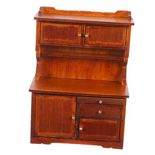 NOLITOY Maßstab Puppenhaus Möbel Retro Doppel Türen Schrank DIY Miniaturmöbel Kabinett für Micro Landschaft Dekoration von NOLITOY