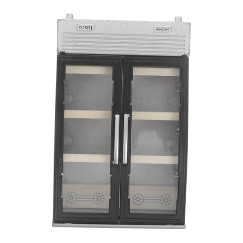 NOLITOY Mini-Kühlschrank-Modell Miniatur-Ornamente für das Puppenhaus Puppenhausmöbel winzig Puppenhäuser Rosa Tür Minikühlschrank zum Basteln Retro-Mini-Kühlschrank Plastik Silber von NOLITOY