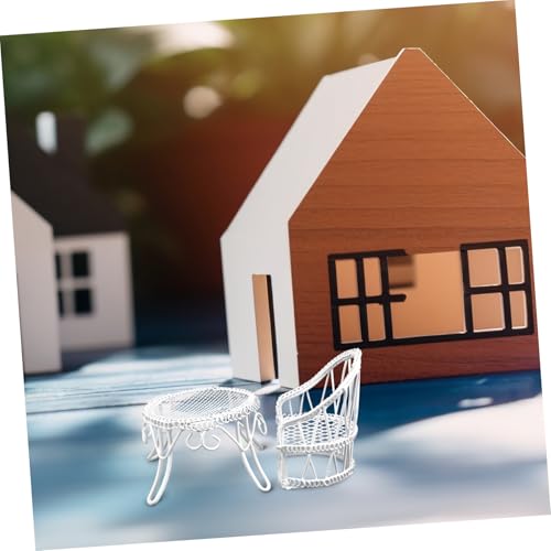 NOLITOY Miniatur Gartenmöbel Set Miniatur Tisch und Stühle Set für Puppenhaus Vielseitig als Dekoration und Fotorequisite Leicht zu Reinigen Ornamente von NOLITOY