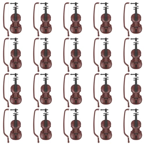 NOLITOY Miniatur-Geigenmodell 20Er-Set Winzige Geige Musikinstrument Puppenhaus Mini-Möbel Weihnachtsbaumdekoration von NOLITOY