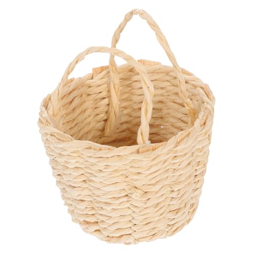 NOLITOY Miniatur Handgefertigter Geflochtener Rattan Korb Puppenhaus Verarbeitung Realistische Aufbewahrungskorb Modell Natürlicher Stil Pastoral Stil von NOLITOY