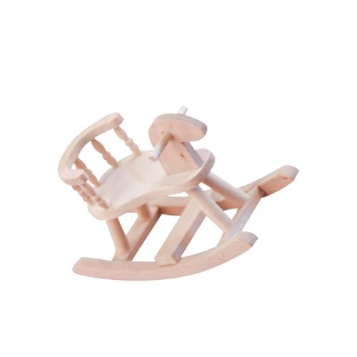 NOLITOY Miniatur Holz Schaukelpferd Puppenhaus Dekoration Langlebig Geruchsneutral Stabile Standfläche DIY Malzubehör Geschenkidee für Sammler von NOLITOY