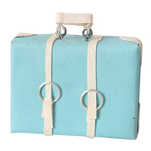 NOLITOY Miniatur Koffer PU Mini Reisekoffer Dekorative Puppenhaus Zubehör Blau Langlebig Praktisch Vielseitig Einsetzbar für Mini Haus Szenen von NOLITOY