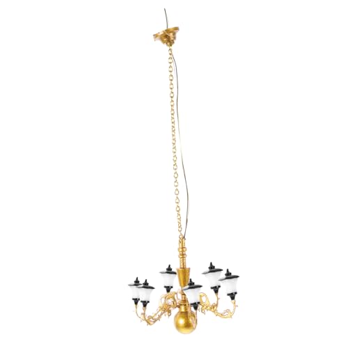 NOLITOY Miniatur Kronleuchter für Puppenhaus Dekorative Tischlampe mit Warmem Licht für DIY Fairytale Wohnzimmer und Sandtisch Dekoration Gold Schwarz Hochwertige Miniaturbeleuchtung von NOLITOY