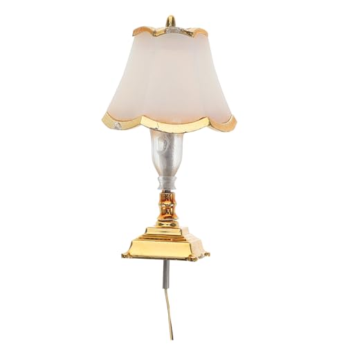 NOLITOY Miniatur Puppenhaus Schreibtischlampe Retro Nachttischlampe LED Beleuchtung Vintage Design Puppenhaus Zubehör für Schlafzimmer Wohnzimmer Dekoration von NOLITOY