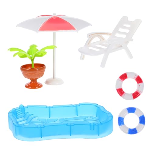 NOLITOY Miniatur Puppenhaus Schwimmbad mit Strandstuhl Sonnenschirm und Schwimmring Realistische Garten und Poolparty Deko für DIY für Kreative Rollenspiele NOLITOY Miniatur Puppenhaus Schwimmbad mit Strandstuhl Sonnenschirm und Schwimmring Realistische Garten und Poolparty Deko für DIY für Kreative Rollenspiele von NOLITOY